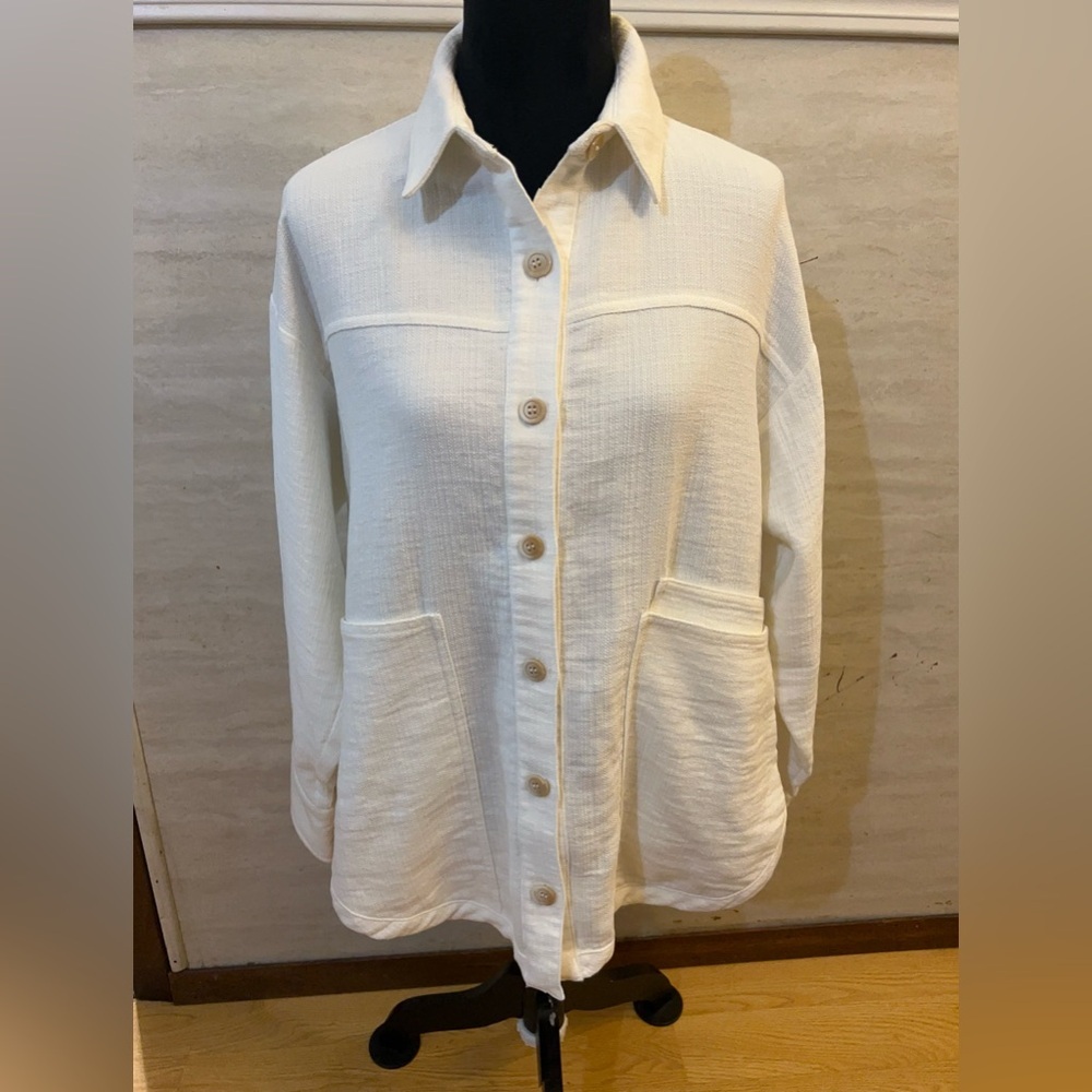 NWT- Zara off-white rustic overshirt
